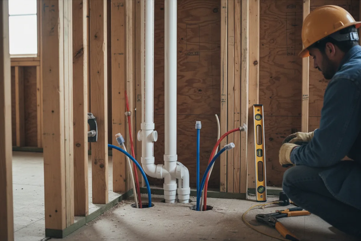 Drain and supply rough-in during Toilet Repair and Installation in Henry